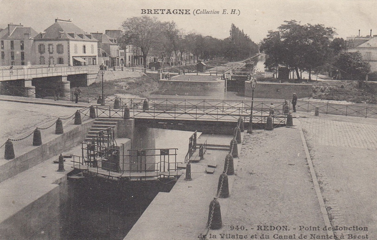 Redon, la Vilaine croise le canal de l'Oust